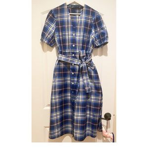 Zara Plaid Check TAFFETA Dress W/Belt